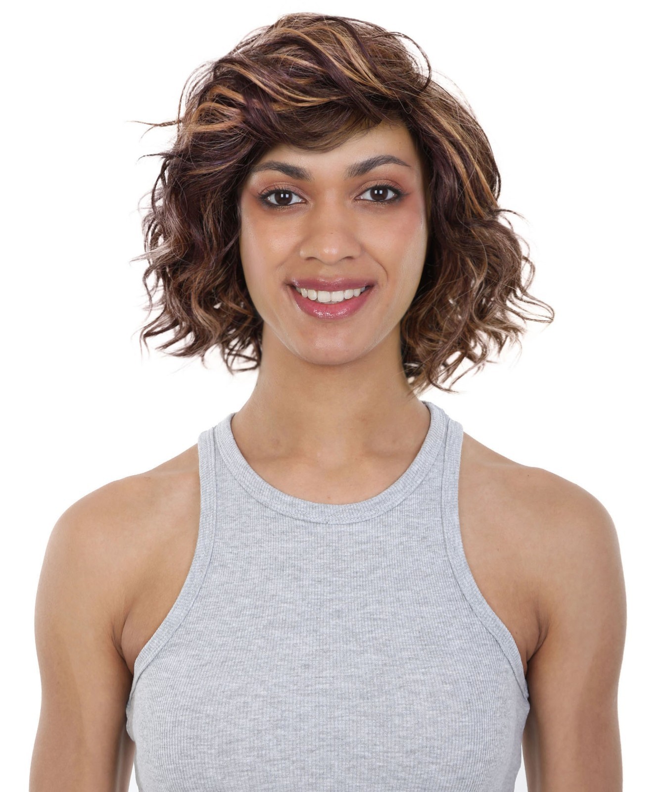 Esela 12″ Length Soft Flowing Waves with Natural Volume Human Hair Blend Wig