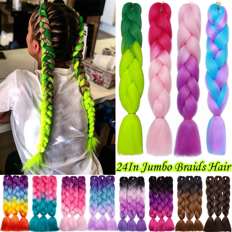 CLEARANCE 24″ Jumbo Braiding Hair Extensions Kanekalons Box Twist Braids Rainbow