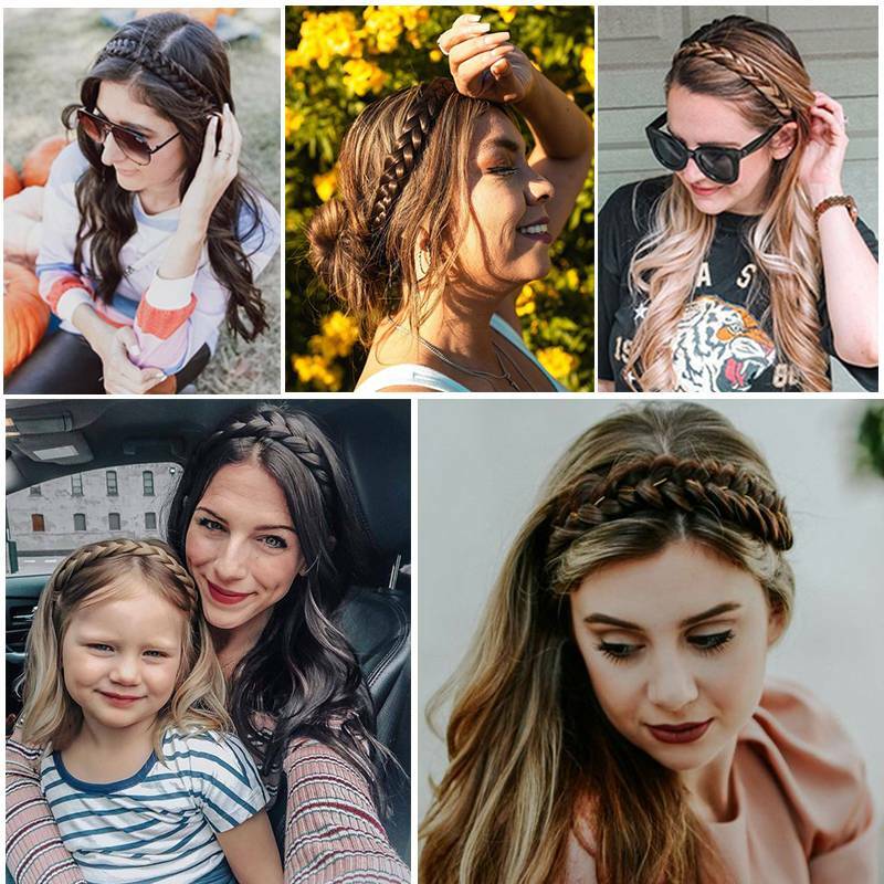 Lady Girls Braided Braiding Hair Bands Hairband Headbands for Women As Human US