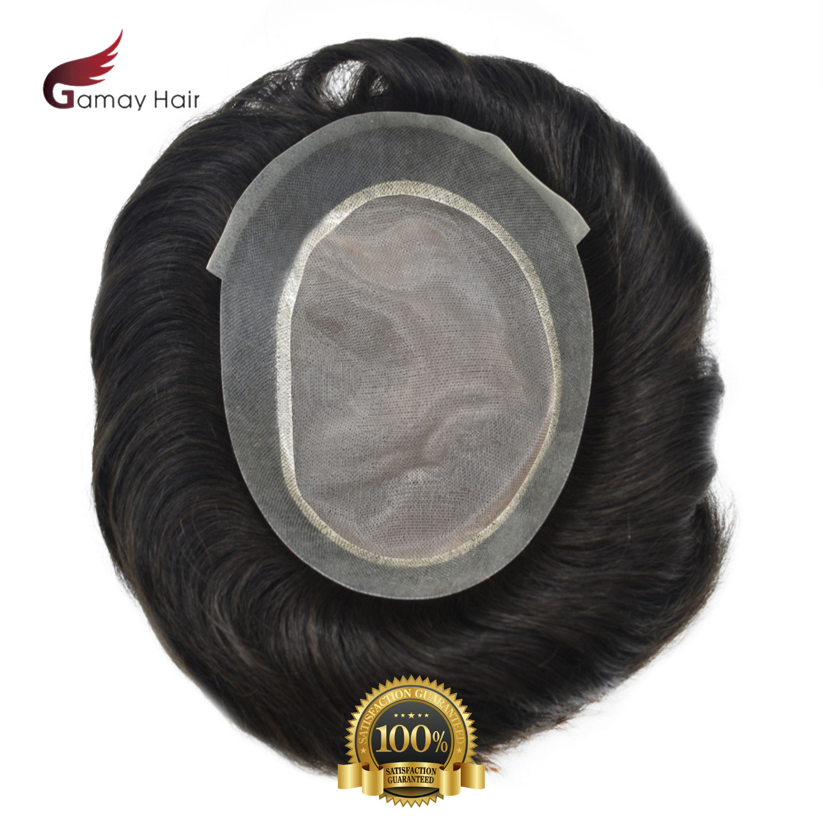Mens Toupee Human Hair piece Fine Mono Durable Hair Replacement System TS-1