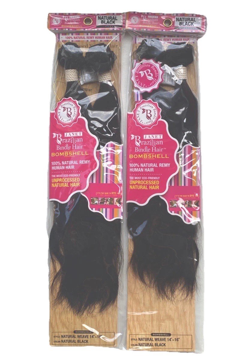 (2) Janet Collection 100% NATURAL REMY Hair Brazilian Bombshell Bundles 14”-16”