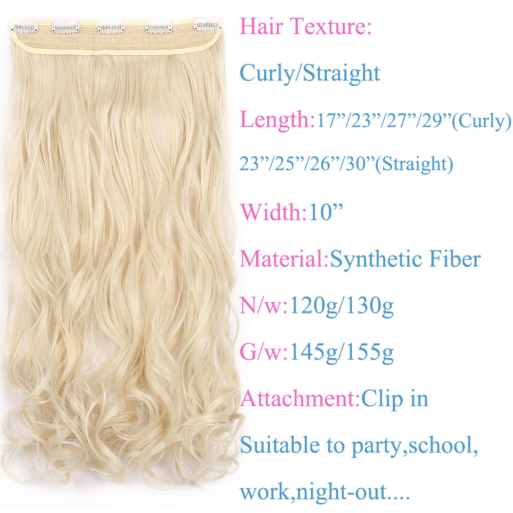 One Piece Hair Clip-in Hair Extensions Wavy Curly Straight Fake 5 clips Hair US
