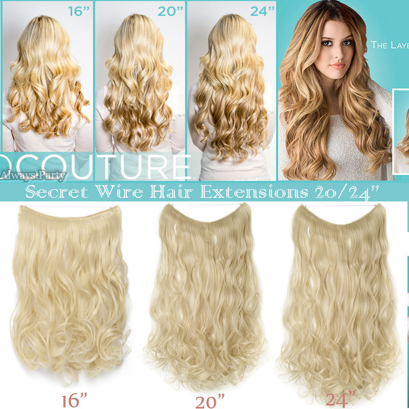 Hidden Long Invisible Band Wire In Thick One Piece Hair Extensions Mix As Human