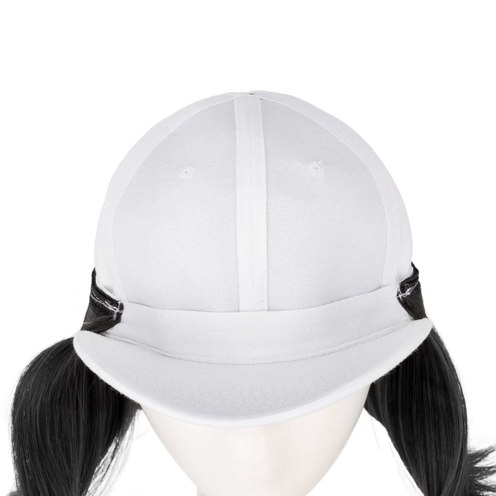 Instant Style Straight Cap Wig Adjustable White Baseball Hat Attached Hair