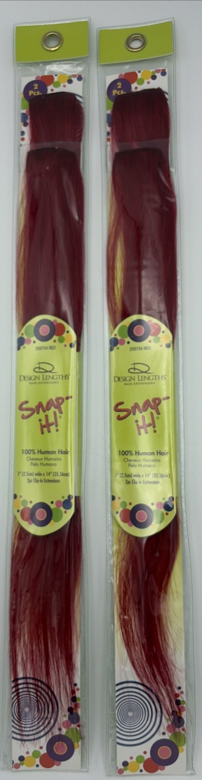 4 Pc Design Lengths Hair Exstentions Red Snap-it 100% Human Hair 14” Long