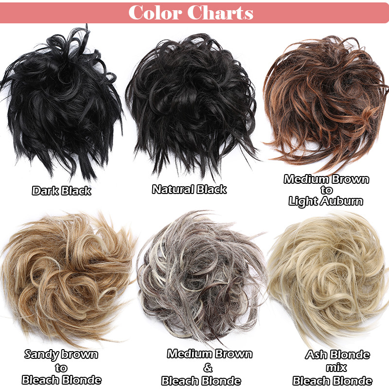 100% Real Natural Curly Messy Bun Hair Piece Scrunchie Hair Extensions Ponytail