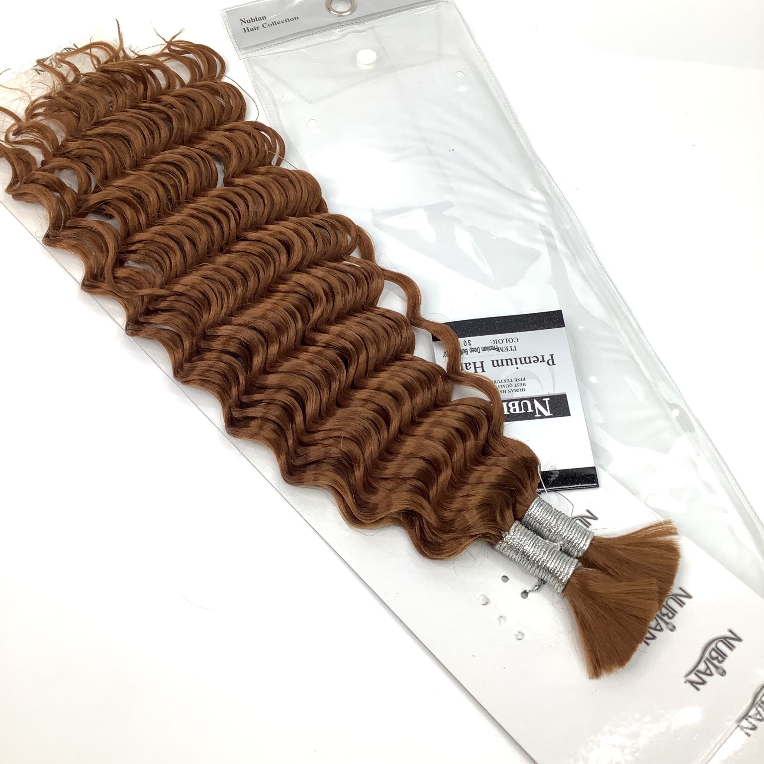 NUBIAN Premium Hair Extensions Human Hair Deep Bulk 18-20″ Color 30