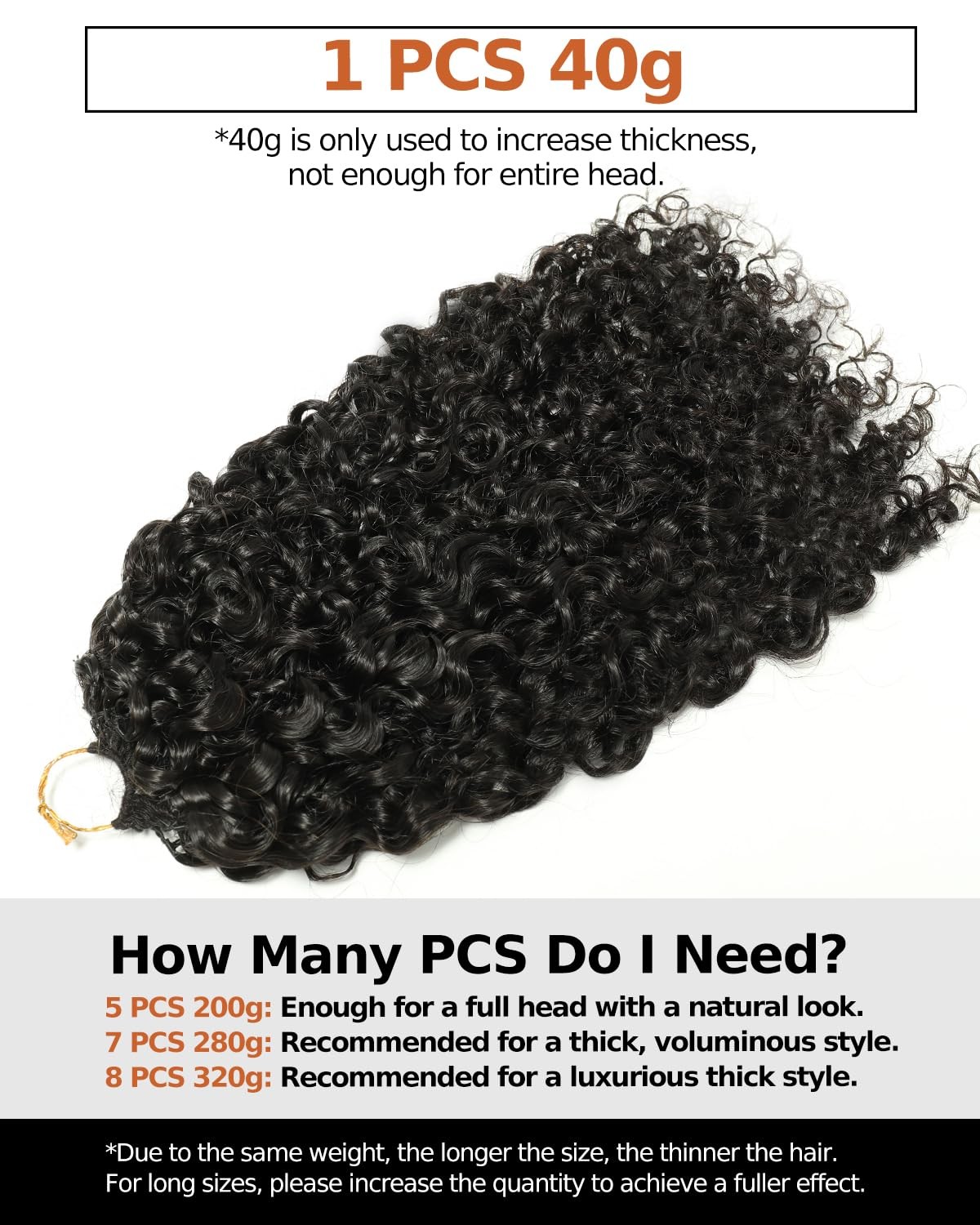 Human Crochet Hair Burmese Curly 40g, Pre-Separated Knotless Crochet Human Ha…