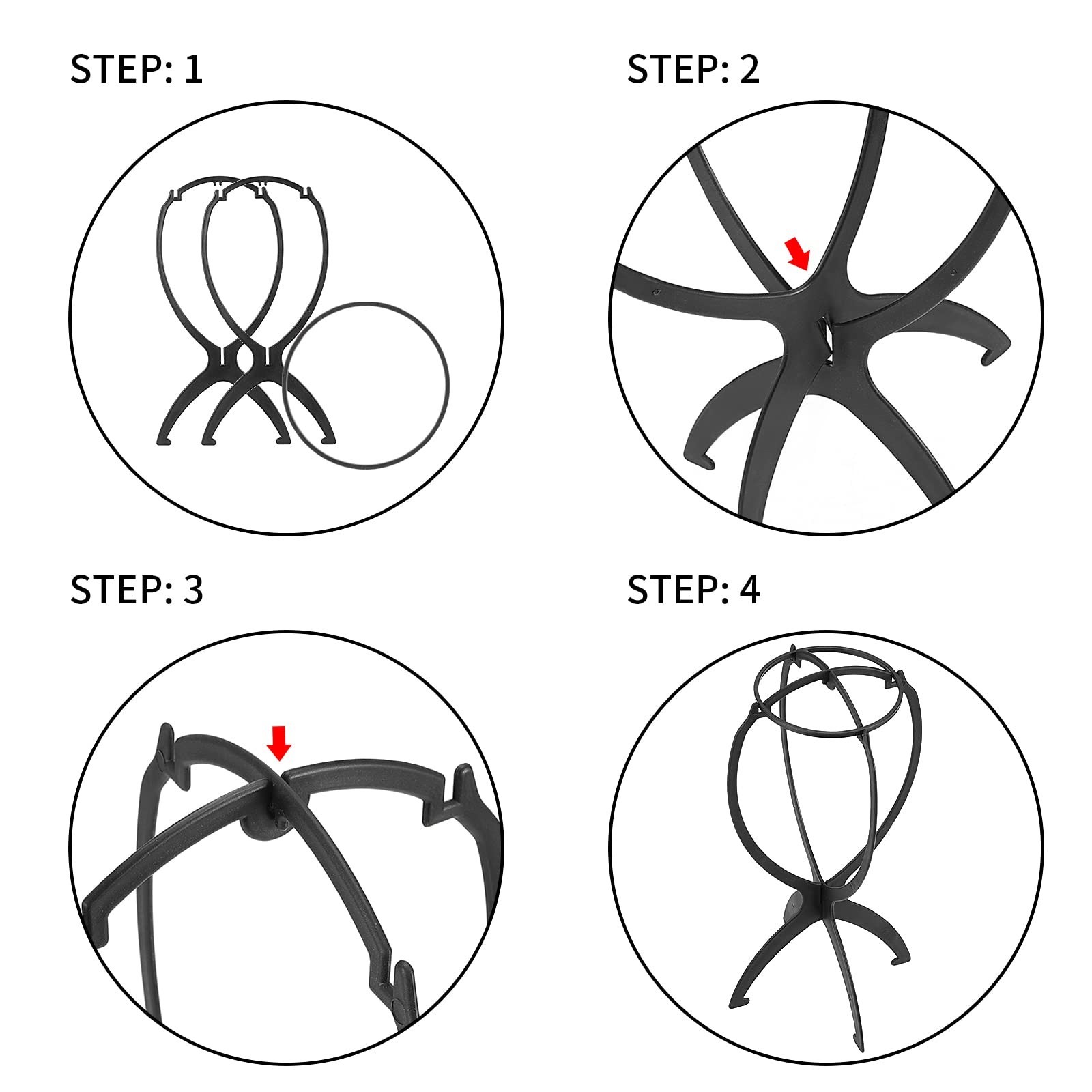 15 Pack 14.2″ Plastic Folding Wig Stand – Collapsible Portable Holder for Wigs &