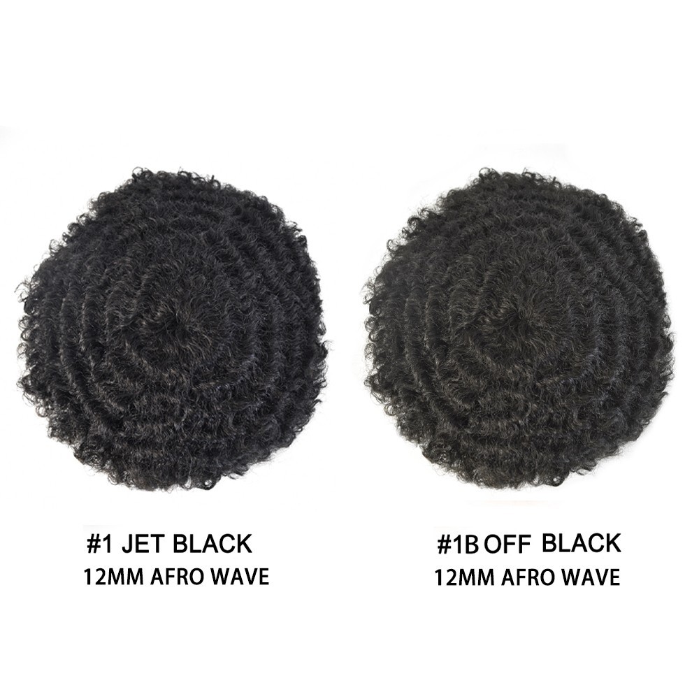 Hair Units for Black Men Full PU Thin Skin Afro Curly Toupee Hairpiece