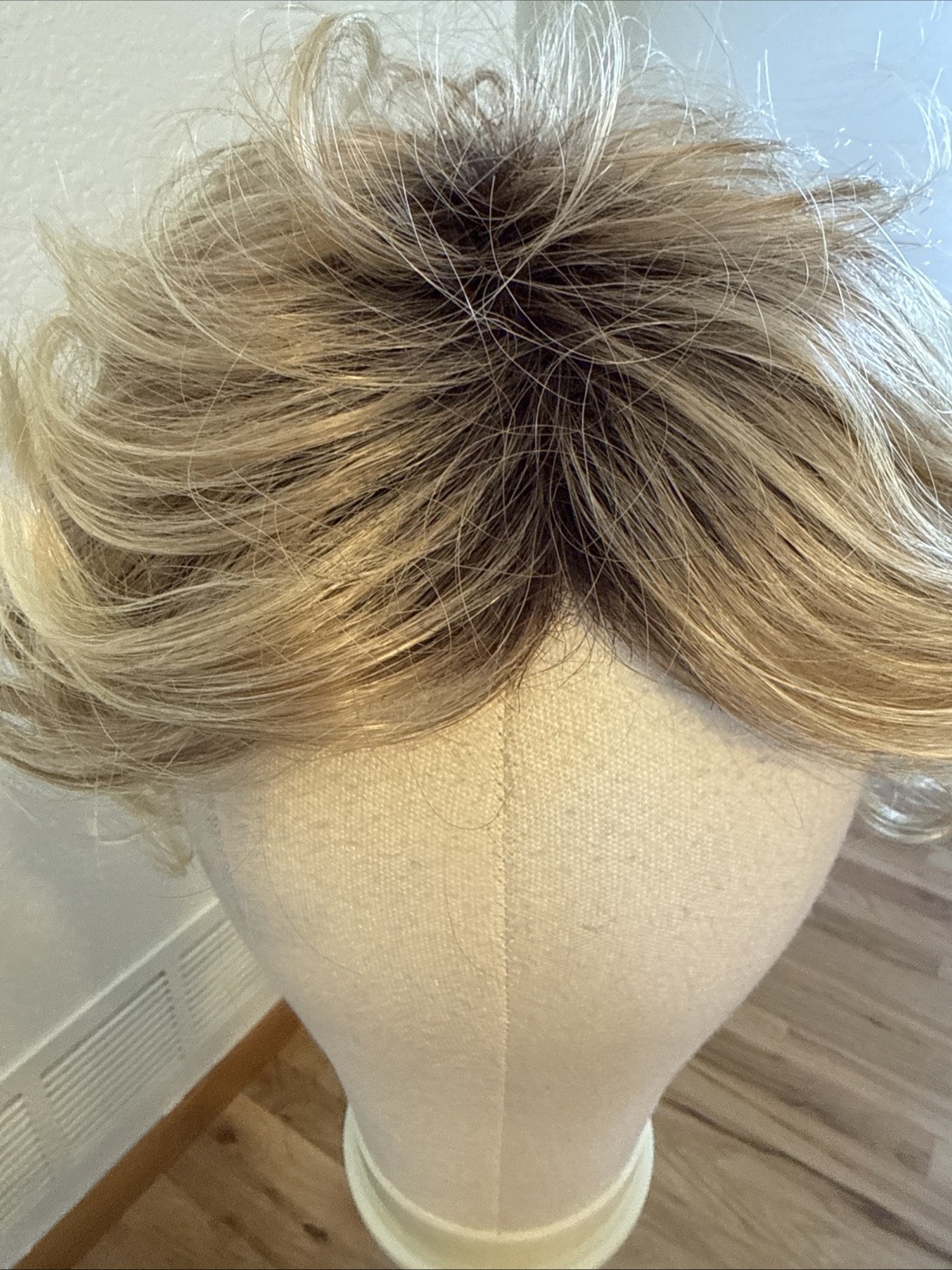 483 Curly Long Net Cap Light Blonde Tipped Big Hair. Very Nice