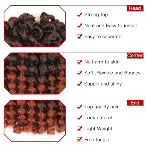 Jamaican Bounce Crochet Hair 8 Inch 5 Packs 20Roots Jumpy Wand Curl Crochet