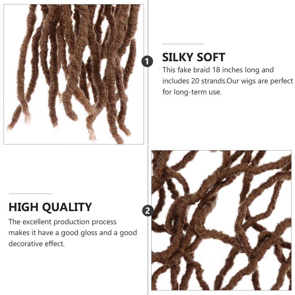 Hair Braid 20 Strands Dreadlocks Low Temperature Fiber (Light Brown) Fake Braids