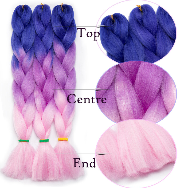 Braiding Rainbow Braids Hair Extensions Synthetic Stage Party Cosplay Ombre 24″