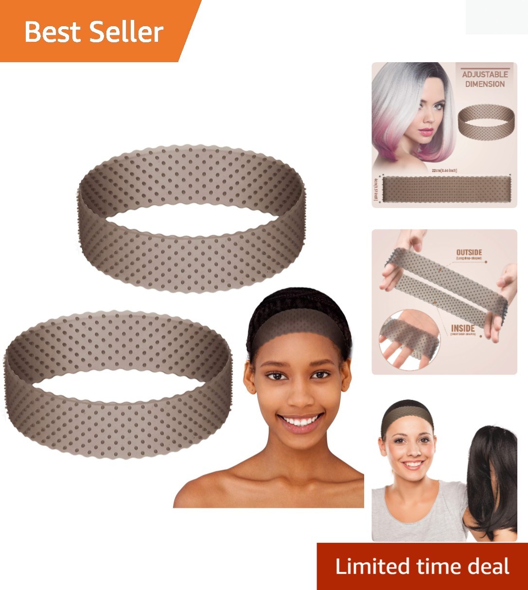 2 Pcs Silicone Wig Grip Band Snatch Proof No Slip Silicone Headband Bulk Elas…