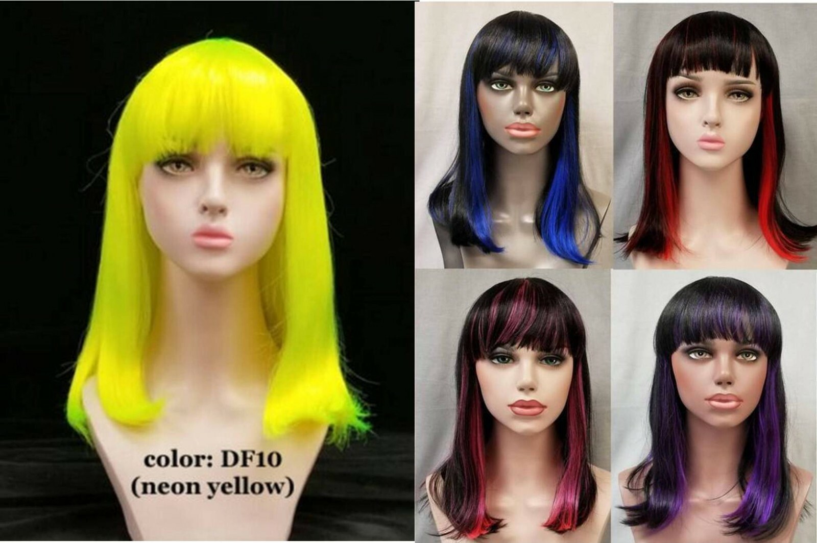 WOMENS 20″ LONG STRAIGHT HAIR CLEOPATRA STYLE WIG W/ BANGS SKIN TOP KAPUKI
