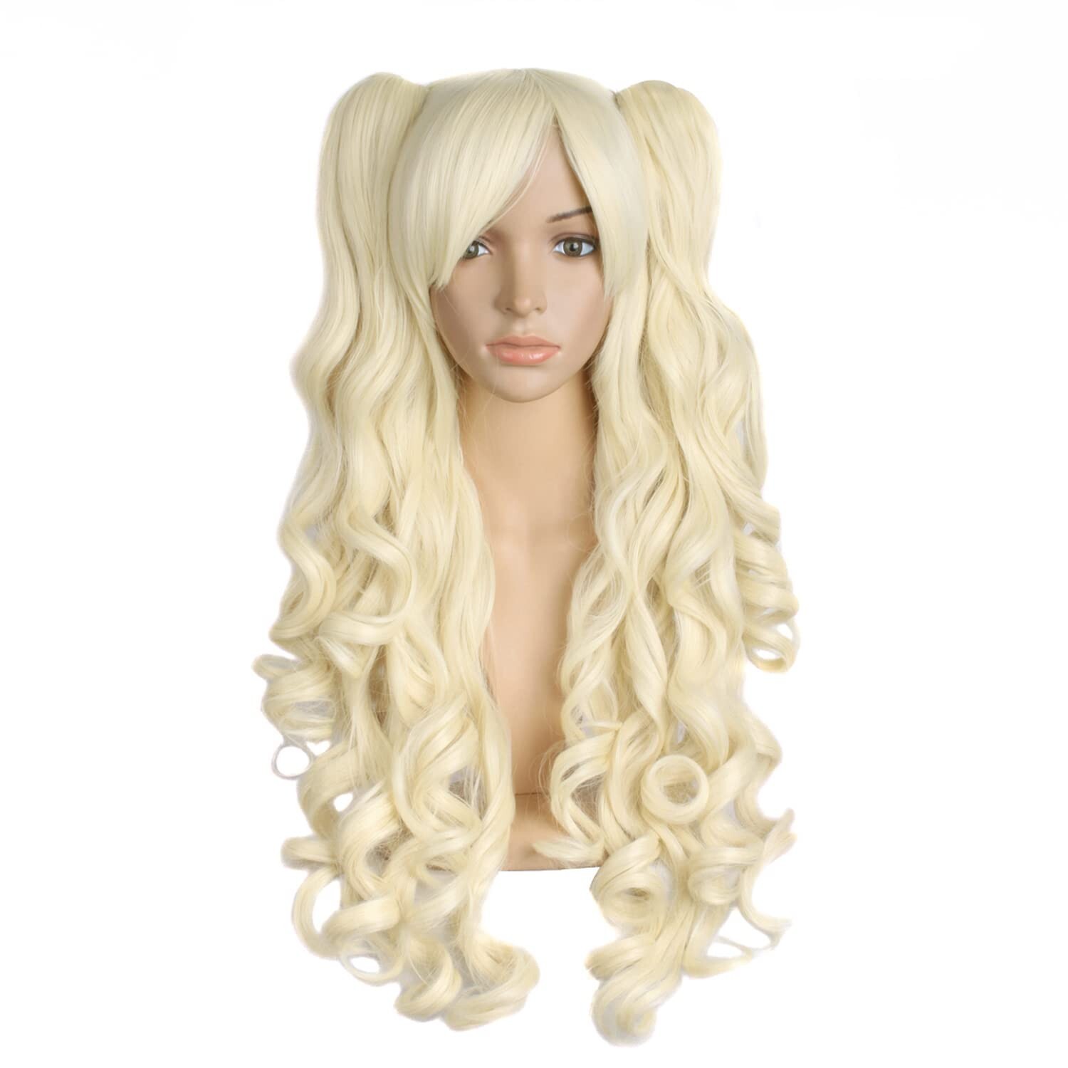 Light Blonde 28″/70cm Long Curly Clip Ponytails Heat Resistant For Party Cosplay
