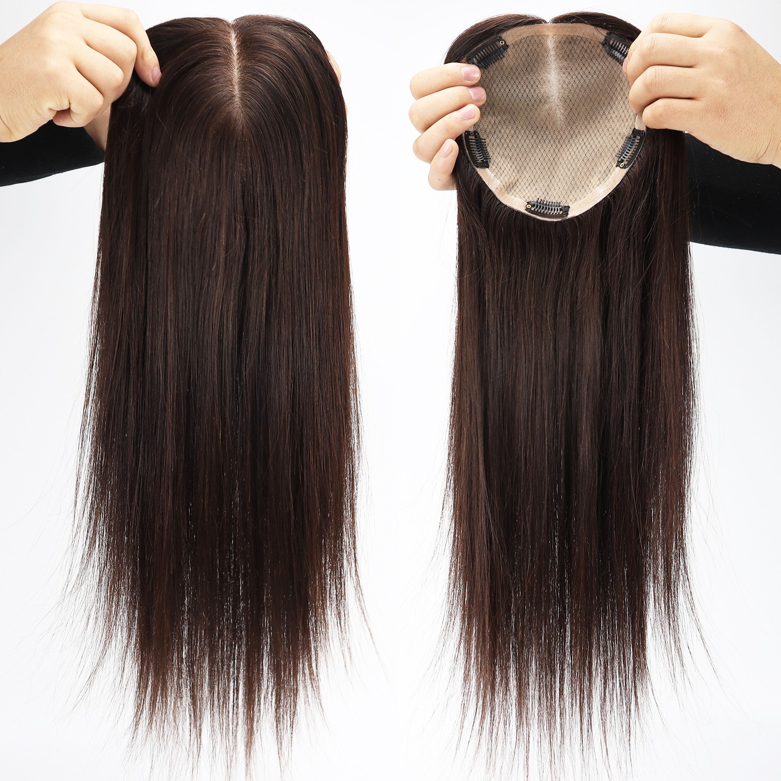 100% human hair Topper 16x18cm Remy Hair Silk Top Hand Tied Hair ready to wear