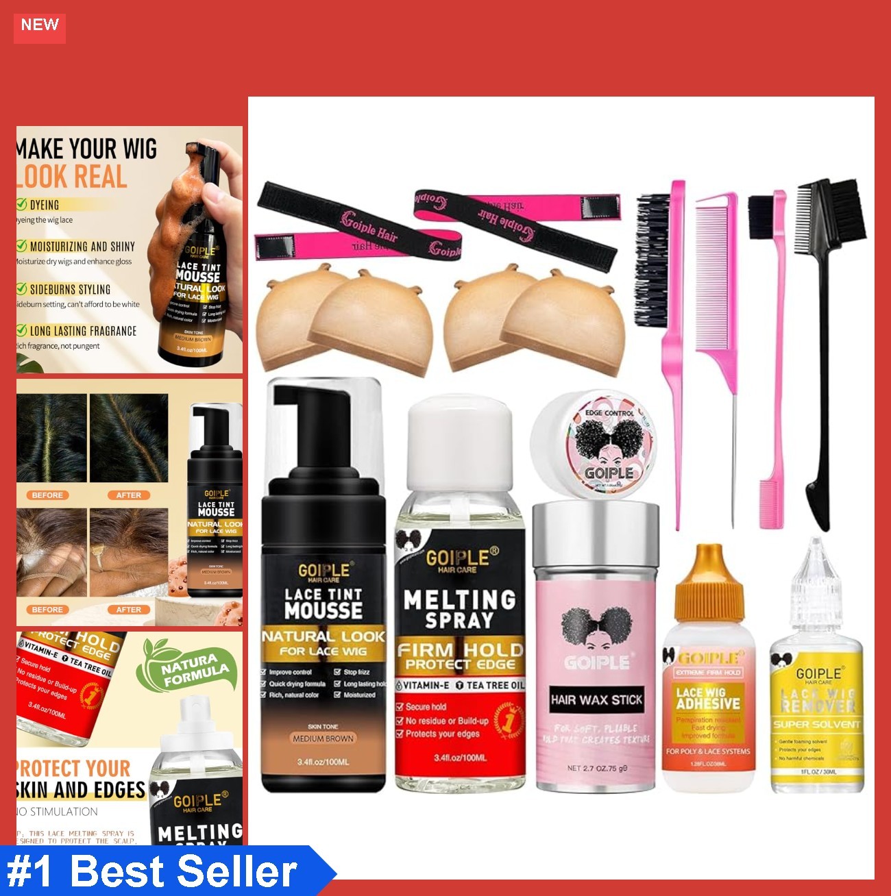 Lace Glue Kit Complete Set with Tint Mousse Melting Spray Wig Installation 21