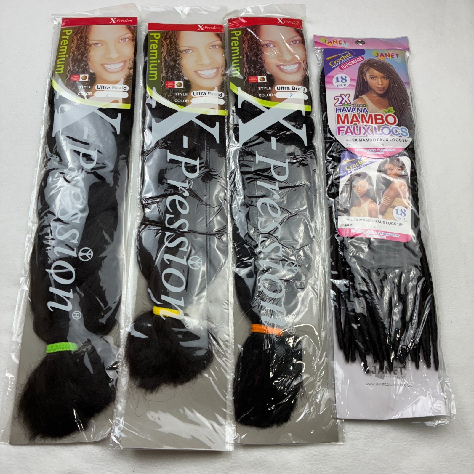 Mixed Lot 5 X-pression Premium 82″ Long Ultra Braid Hair & Mambo Faux Locs