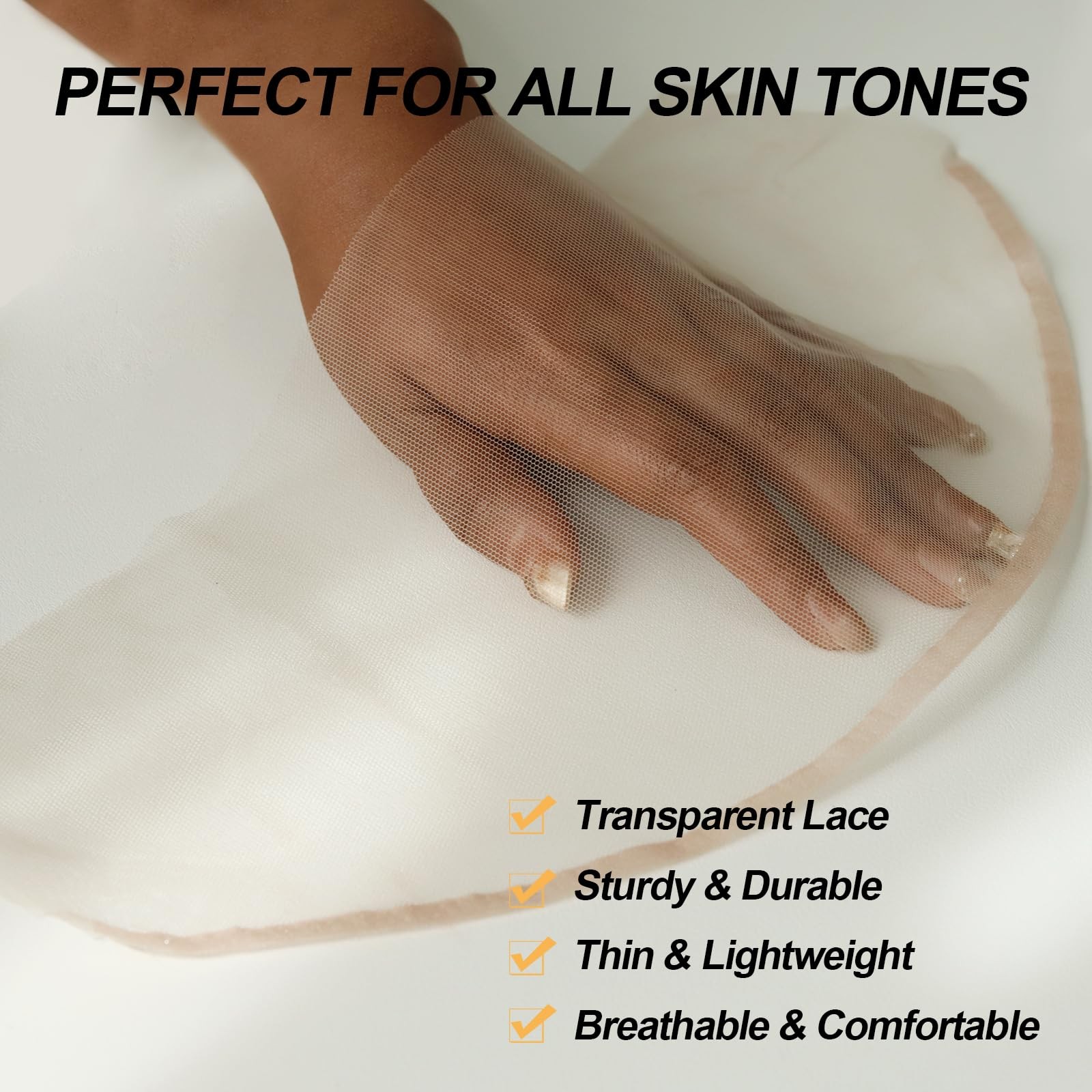 13X4 Transparent Frontal Lace for Making Wig, 5 Pieces Thin Net Base for Makin
