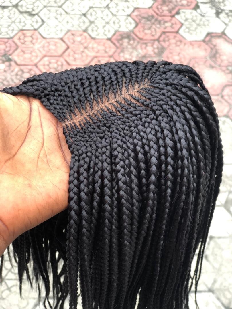 Braided wig/box braids . Color Black Light Weight Wig.