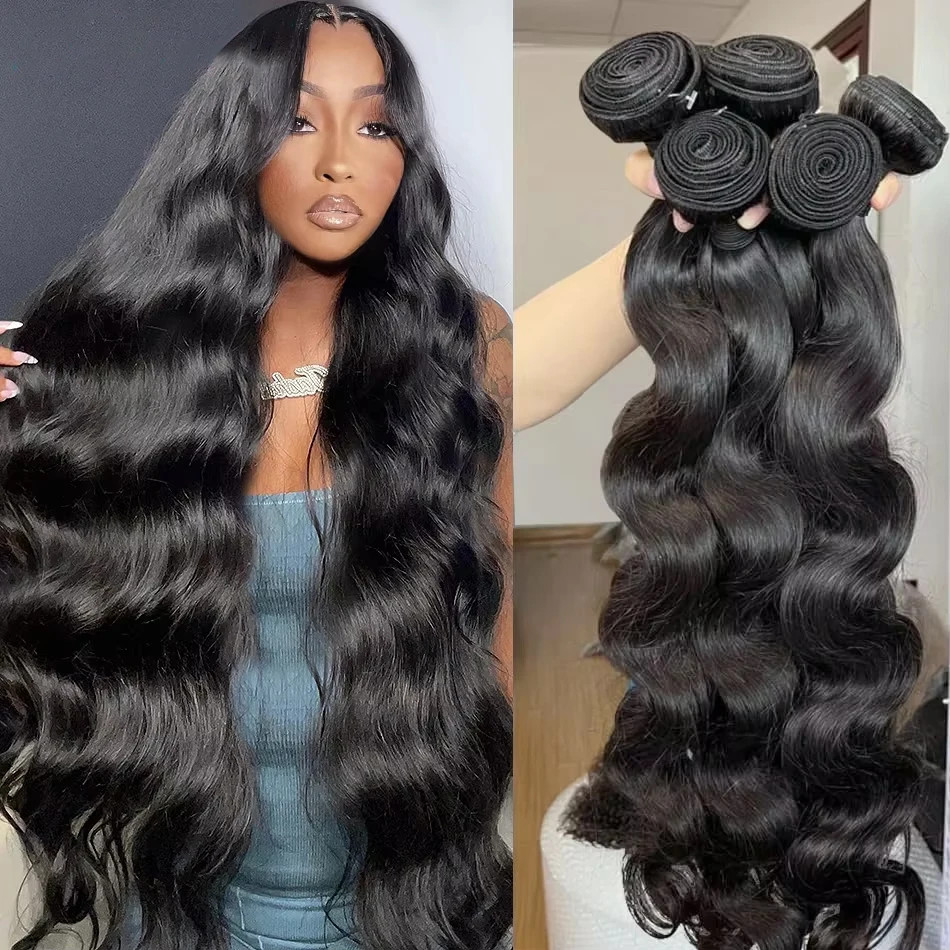 38 40 Inch Body Wave 3 4 Bundles Brazilian Remy Unprocessed Human Hair Wavy