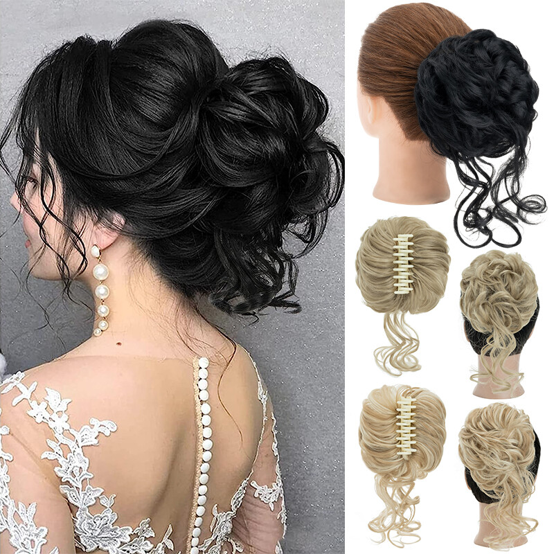 Natural Tousled Messy Hair Bun Pieces Claw-Clip Hair Extension Thick AS Human US