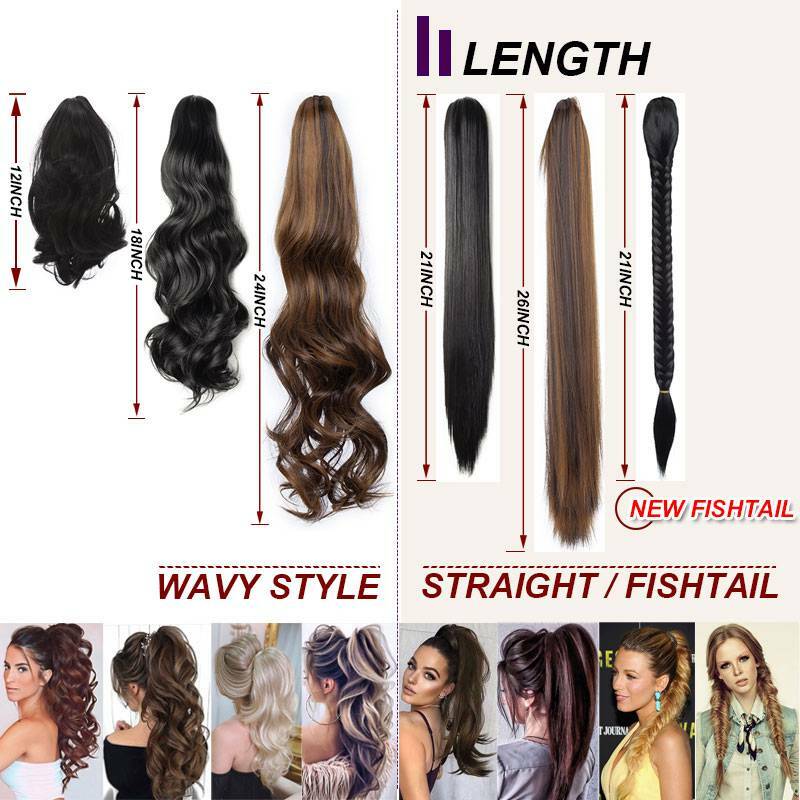 Thick Claw on Ponytail Hair Piece Clip in Hair Extension As Human Hair For Woman