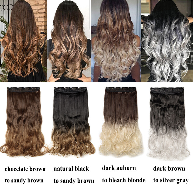 Clip In Hair Extensions 17″~30″ Synthetic Thick Half Head 1pcs Like Real Hair US