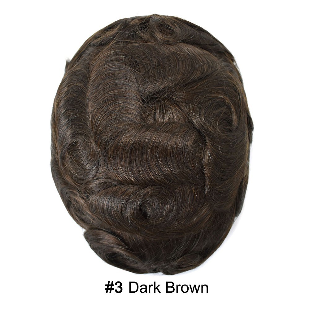 French Lace Front Mens Toupee Hairpiece Human Hair Replacement System Natural US