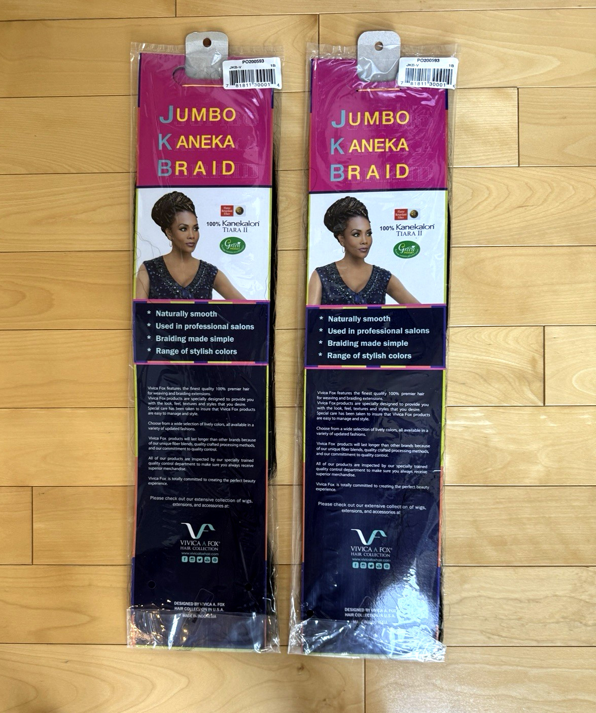 2 packs – Vivica Fox JKB-V Tiara II Jumbo Kanekalon Braiding Hair Color 1B Black