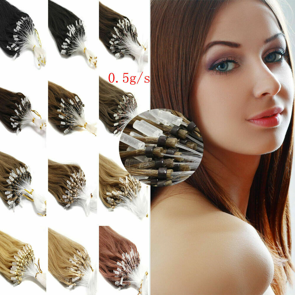 Micro Loop Ring Remy Human Hair Extensions Micro Bead Links Russian Hair 100-200