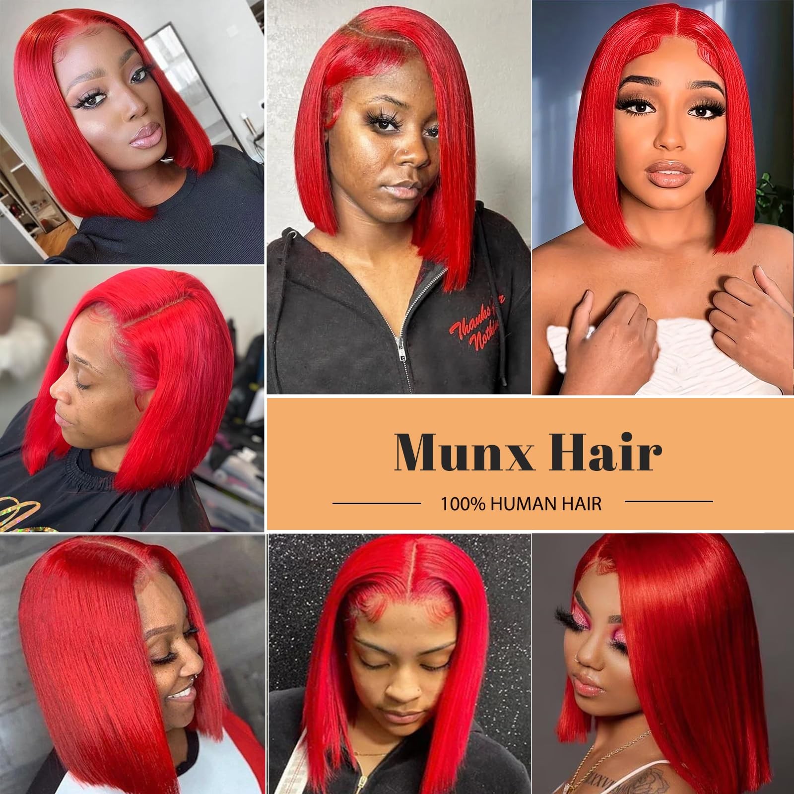 Munx 13X4 Bob Wig Wear And Go Glueless Wigs Real Human Hair 14 180 Density