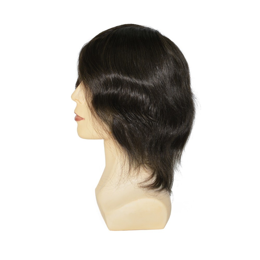 Mens Human Hair Full Head Wigs Thin Skin Wig Hair Replacement Medium Size 6” #2