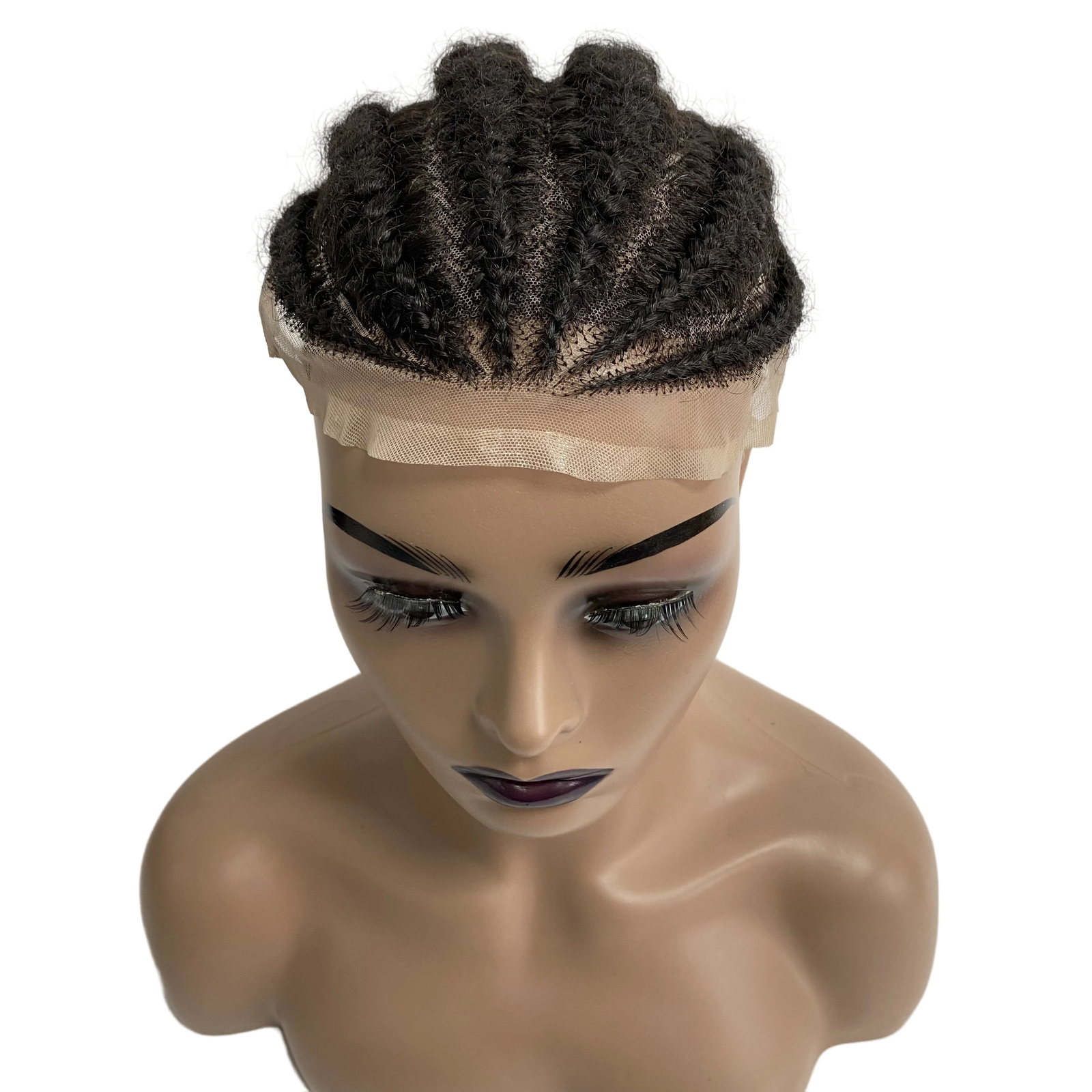 Afro Corn Braids Full Lace Toupee for Black Men