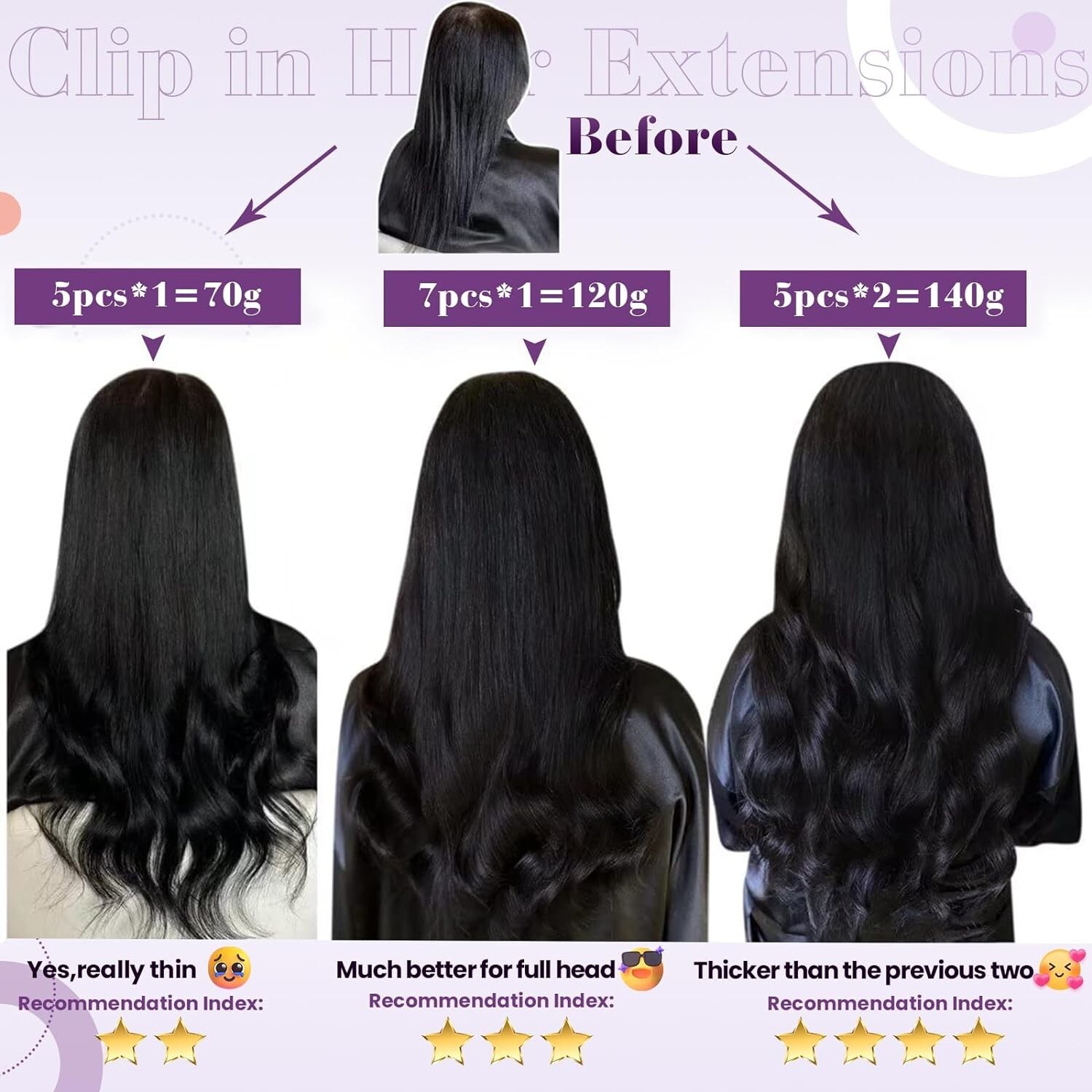 Full Head 20-Inch Jet Black Clip-Ins – Human Hair Extensions for Instant Glam