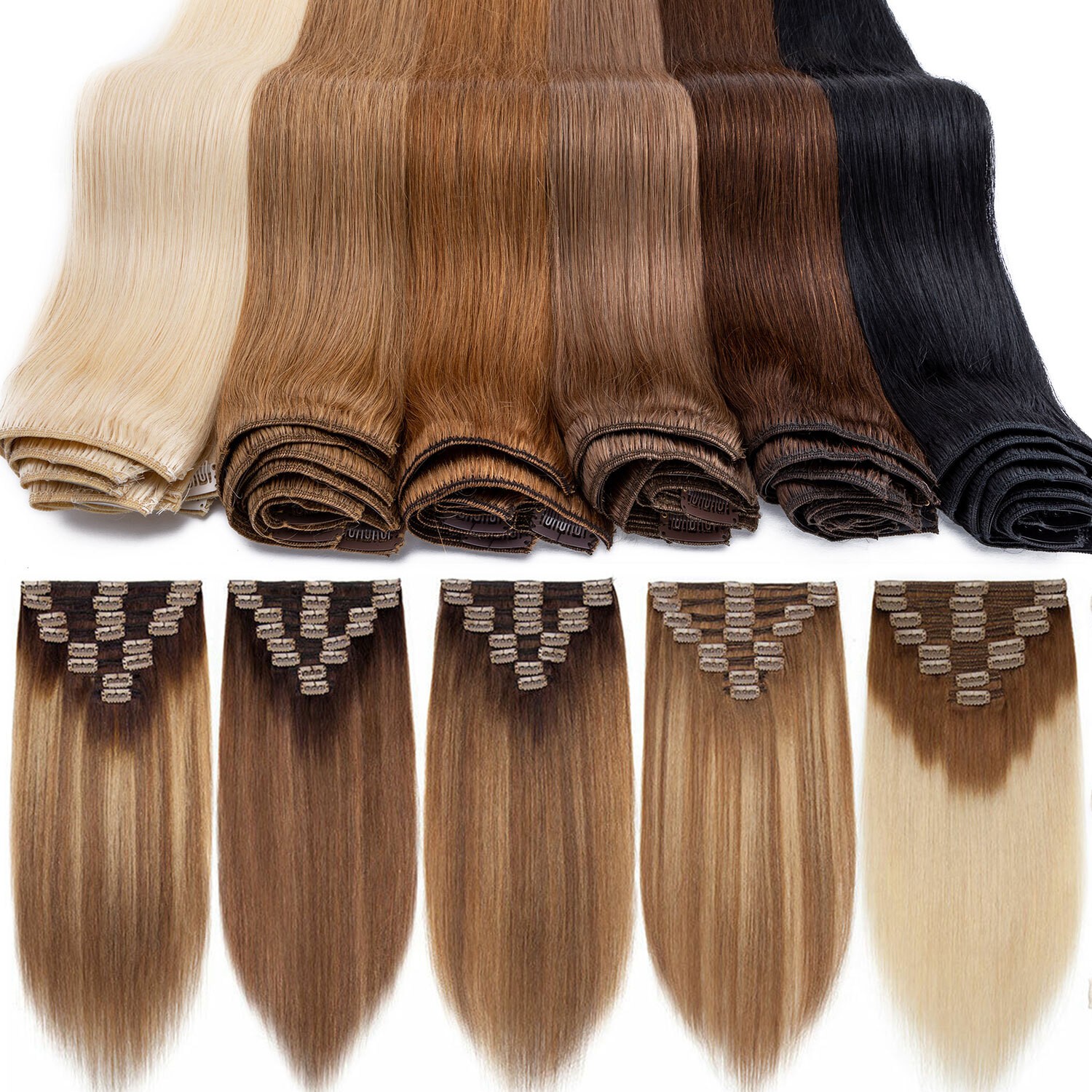 Ombre 100% Human Hair Extensions 8 Pieces Clip In Real Remy Hair 8PCS FULL HEAD