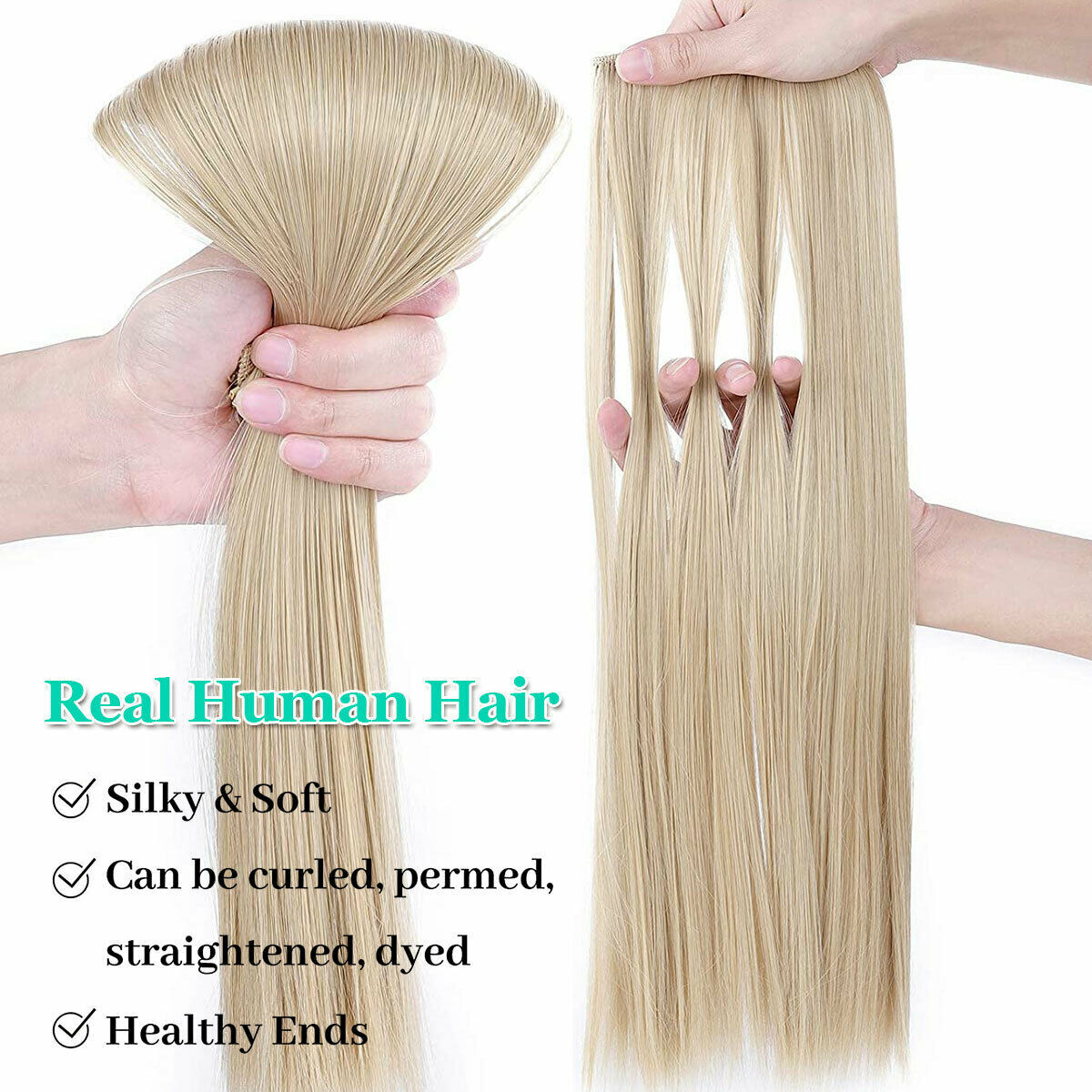 Russian AAAA+ Thick Wire In Remy Human Hair Extensions Hidden Headband One Piece
