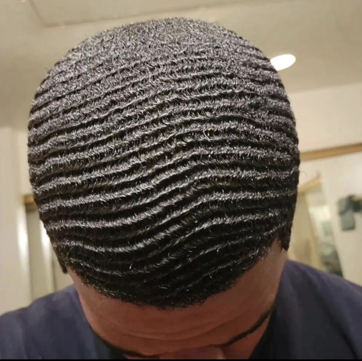 Root 6mm Wave Unit Human Hair Mono Toupee for Black Men