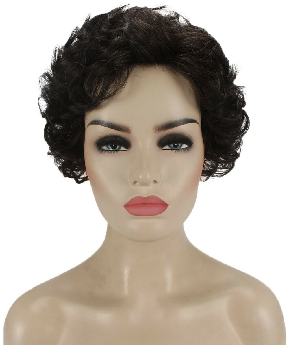 Monroe – Curly Kanekalon Synthetic Fiber Full Wig, 4 – 4.5 in, Off Black