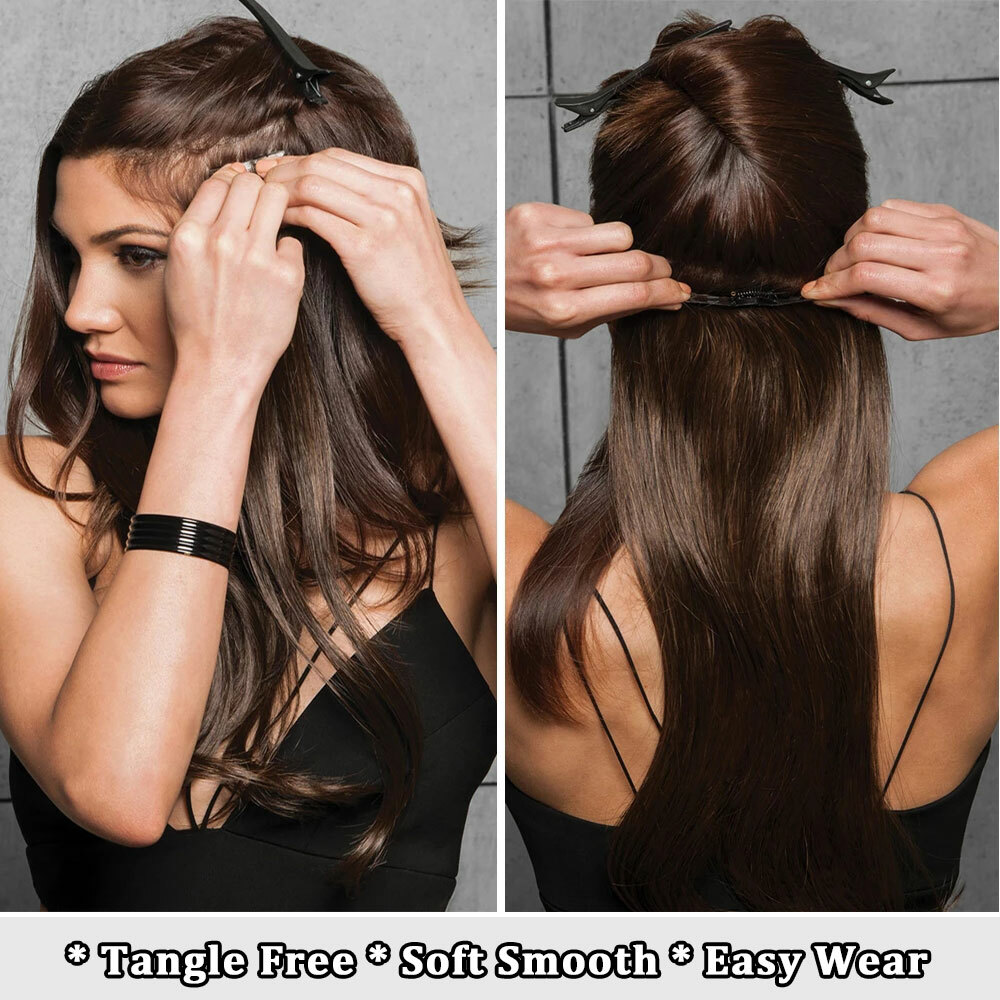 1Pcs Long Full Head Clip in 100% Natural Hair Extensions as Human Real Thick HYT