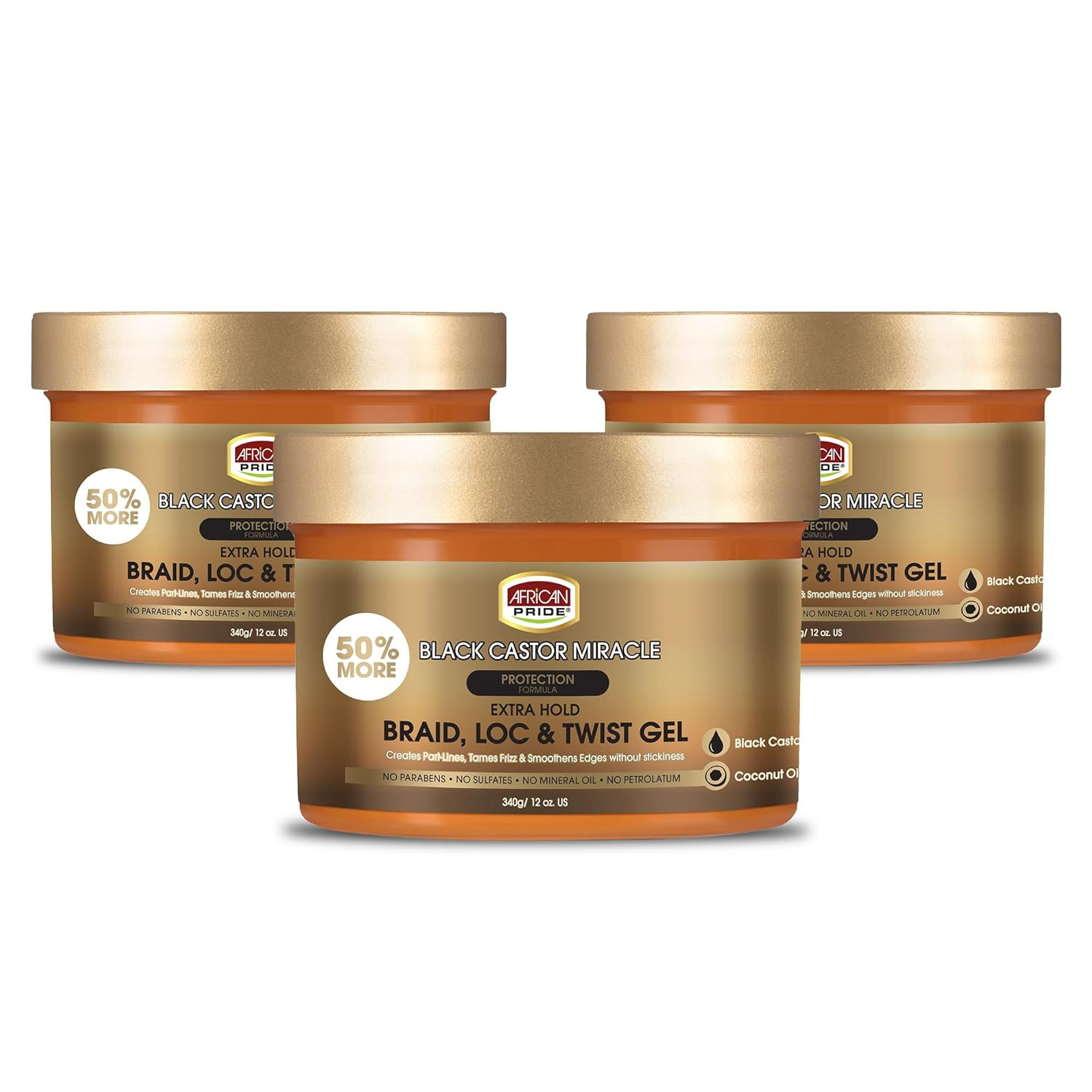 African Pride Black Castor Braid Loc Twist Gel Extra Hold 8oz