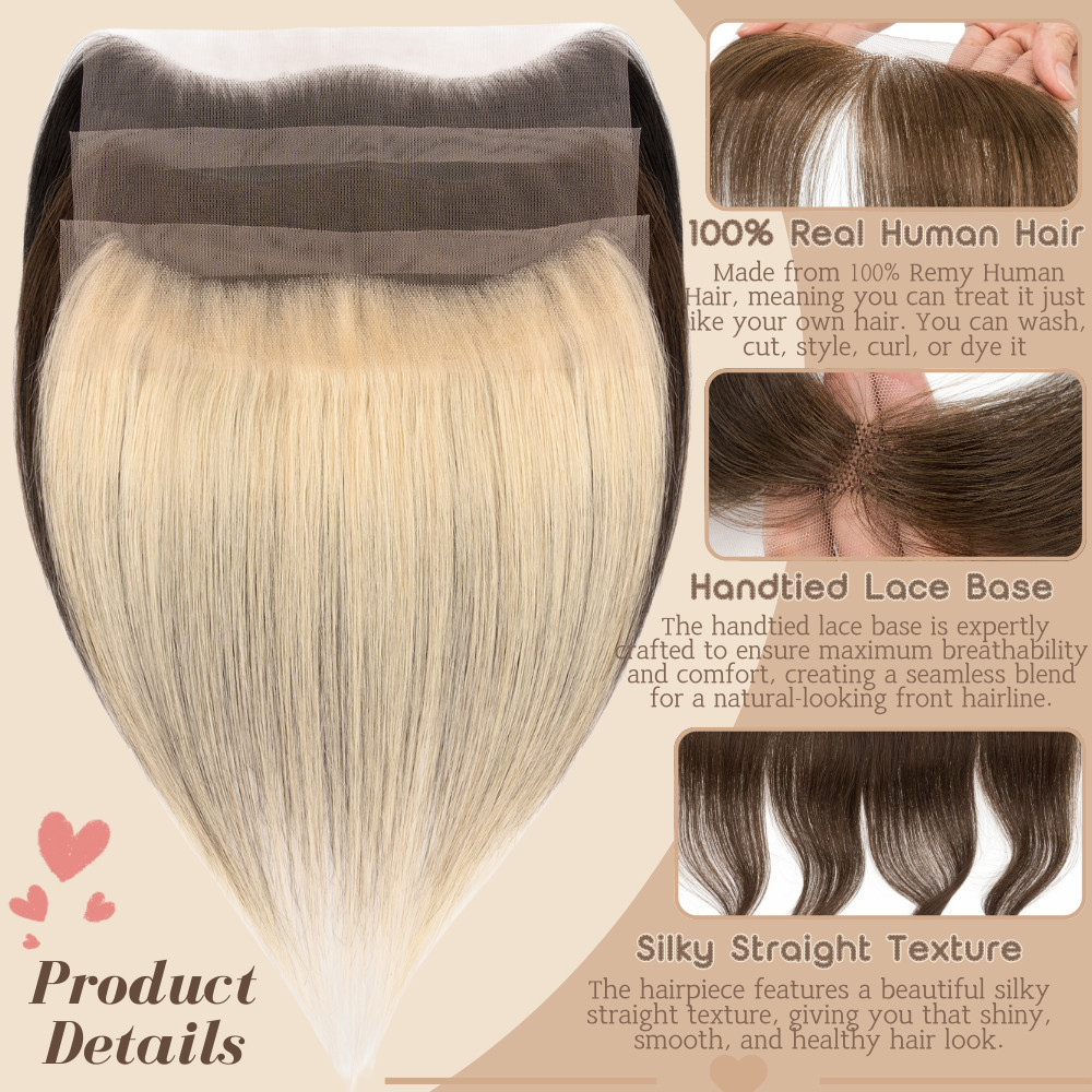 Hand-Tied Front Hairline Human Hair Patches Full Lace Hairpiece For Women Topper