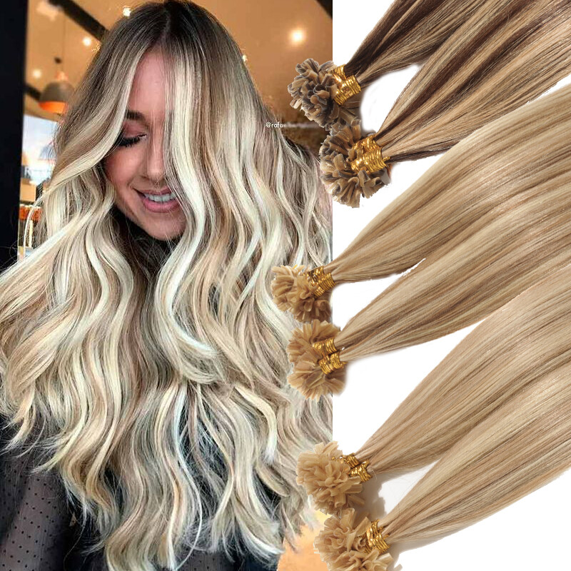 Fusion Pre Bonded Keratin Nail U Tip Remy Human Hair Extensions 16″ 18″ 20″ 22″