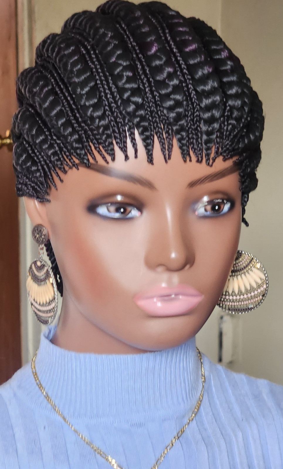 handmade braided cornrows wig pony Elephant 1B mix Dark purple