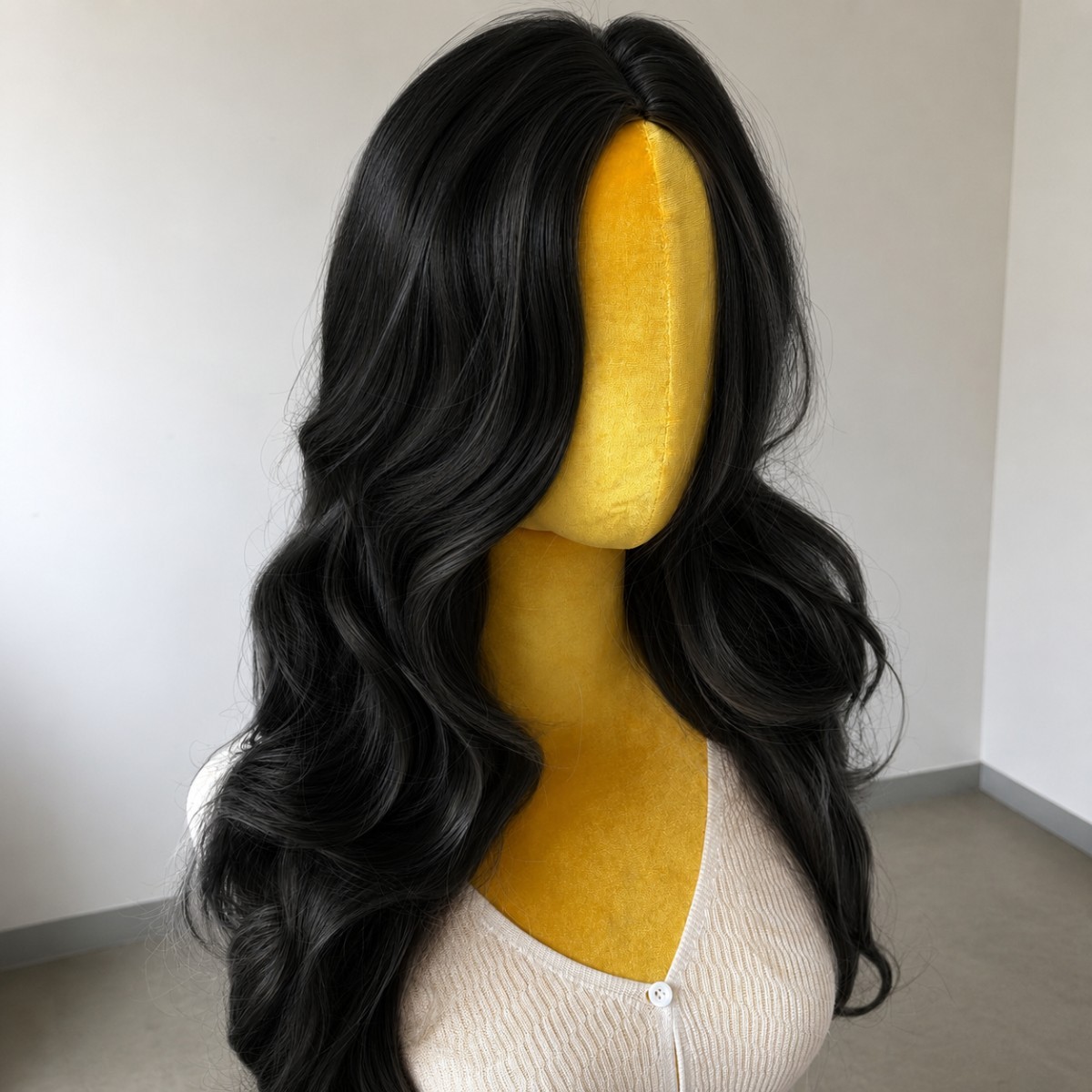 Dress Up Wig Layered Black Long Wavy Heat Resistant Synthetic Hair