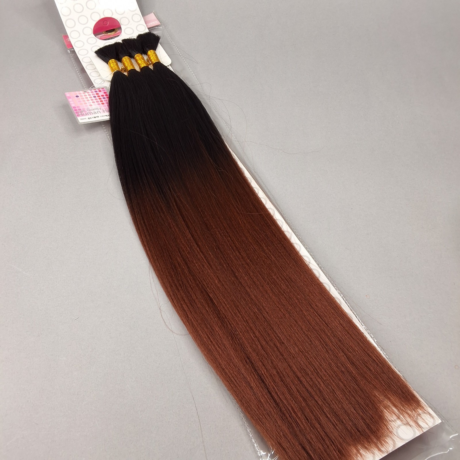 18” Yaki Bulk #T1B/33 Black Root Auburn Straight Micro Braiding Blend Hair