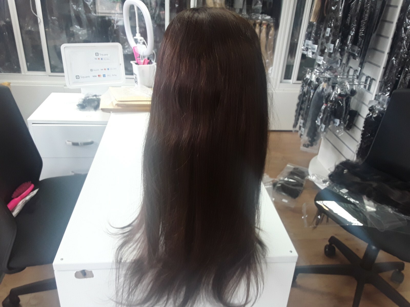 12A 22INCH BRAZILIAN GLUELESS SILK BASE TOP FULL LACE WIG STRAIGHT COLOR 4# 150%