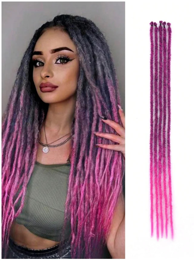 Hippie Dreadlock Hair Extensions 24 Inch 5 Strands Single Ended Soft for Women